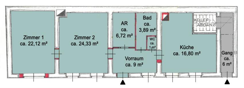 Grundriss Skizze Wohnhaus/Prax